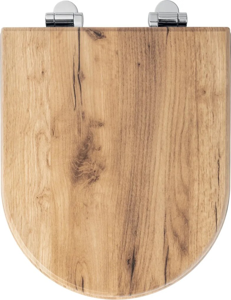 Aqualine, AQUALINE WC sedátko , D-tvar, Soft Close, dub, 1705-20
