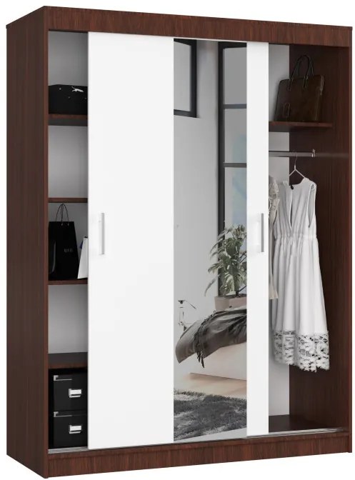 Šatníková skriňa s posuvnými dverami 150 cm CLP wenge / biela