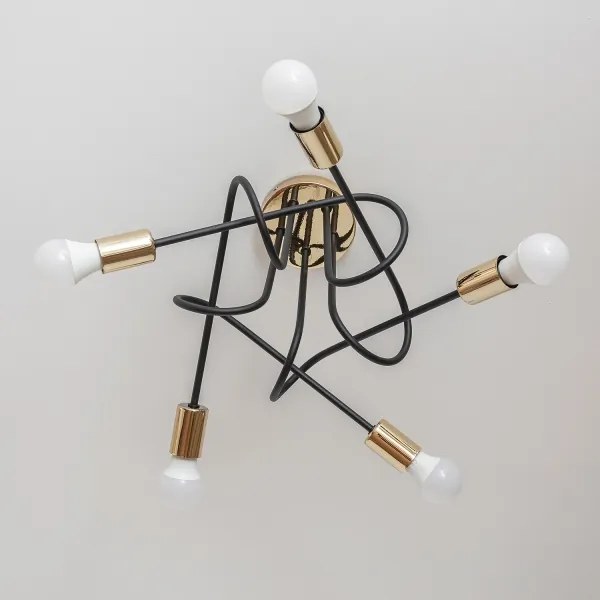 Prisadený luster OXFORD 5xE27/15W/230V zlatá/čierna