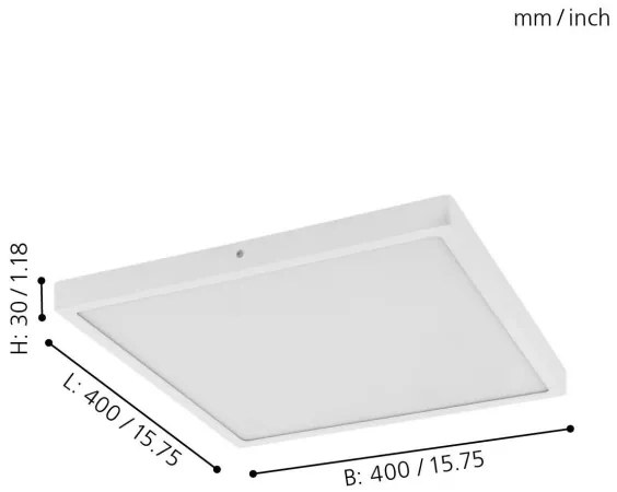 Eglo 97264 - LED stropné svietidlo FUEVA 1, 1×LED/25 W/230 V, biele, štvorcové, 2500 lm