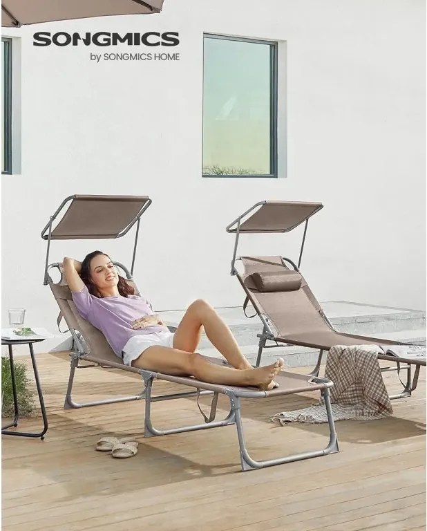 Zahradní lehátko se stříškou Sloan béžové