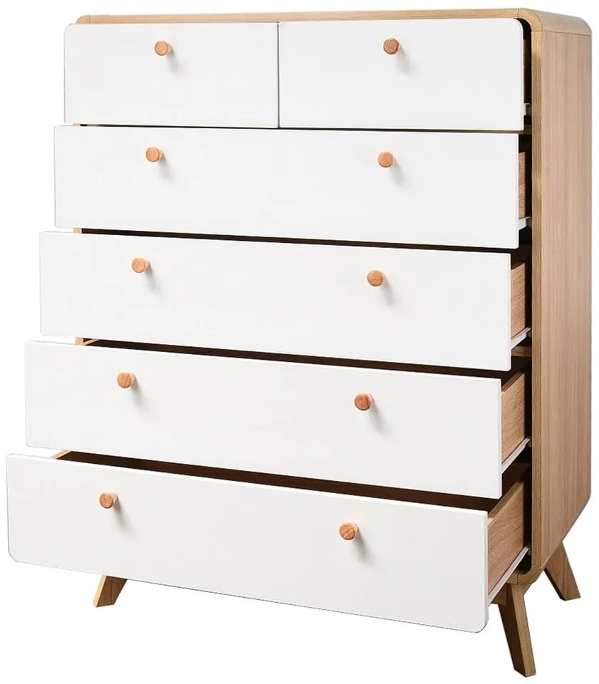 Vysoká komoda v dekore duba v bielo-prírodnej farbe 81x104 cm Caitlin – Støraa