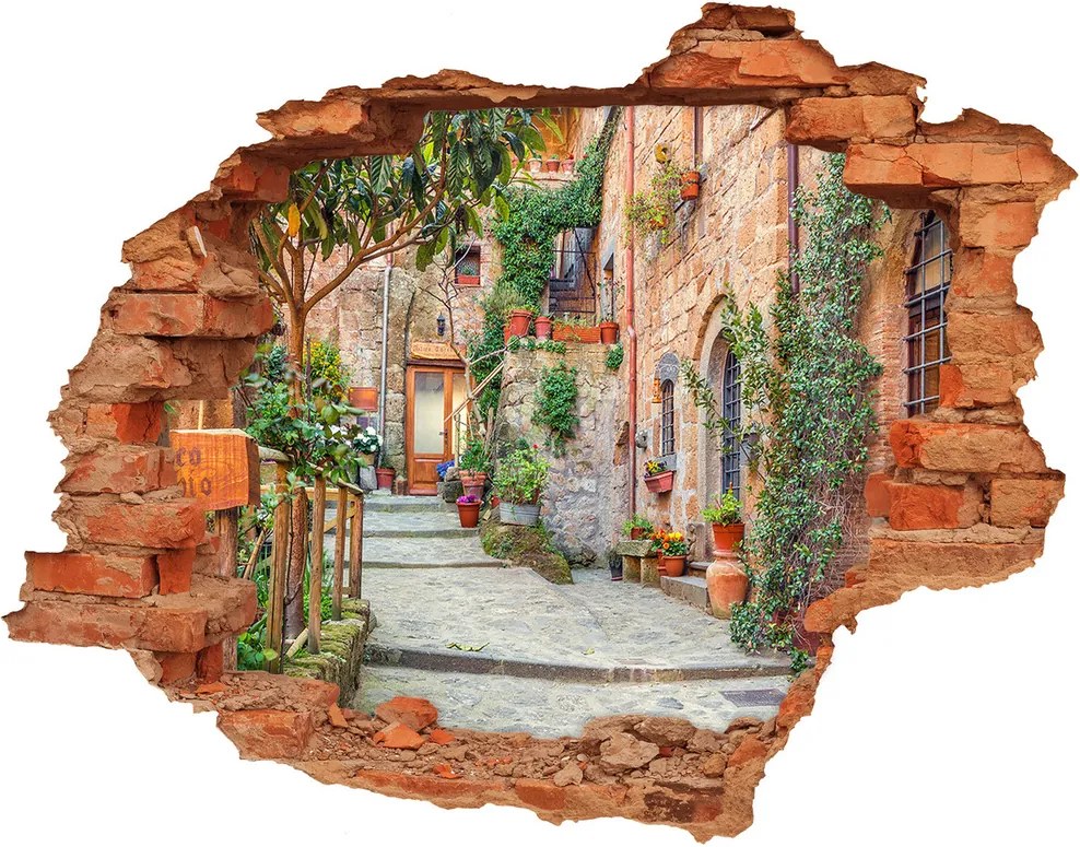 Fototapeta diera na stenu Talianske uličky WallHole-cegla-90x70-103871100