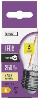 EMOS LED filamentová žiarovka, E27, Mini, 2W, 250lm, teplá biela