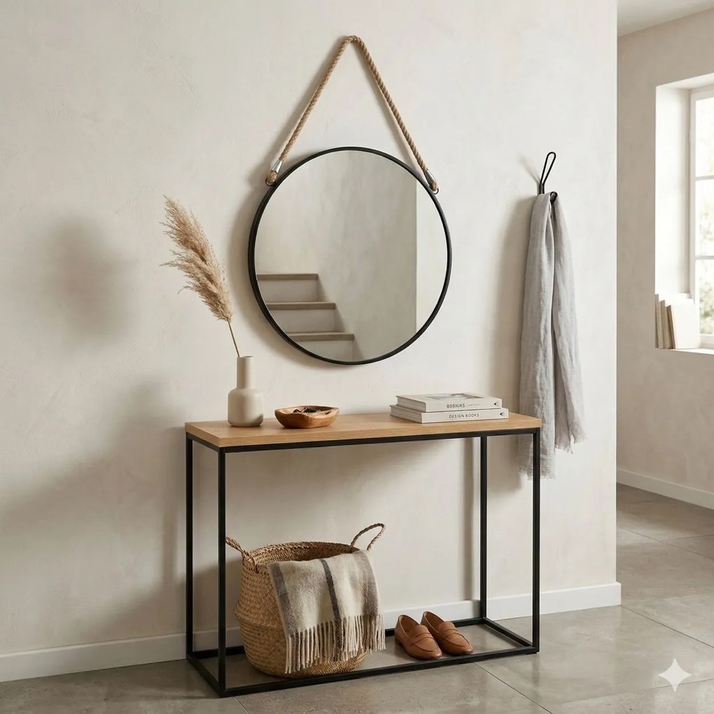 Závesné zrkadlo Round1, čierne