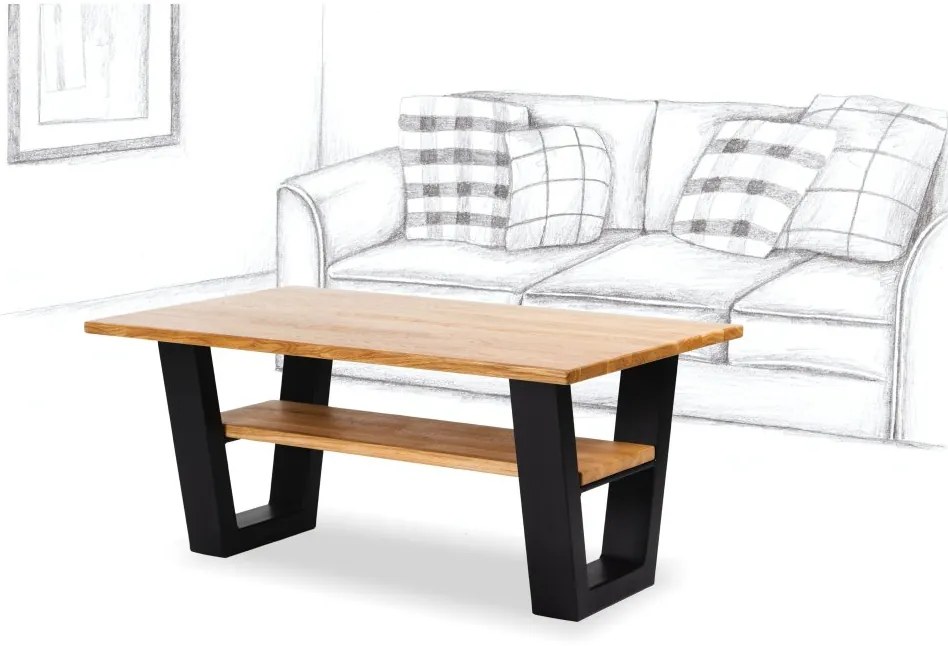 Wooded Konferenční stolek Austin z masivu DUB Hrana stolu: Rovná, Barva kovu: Černá