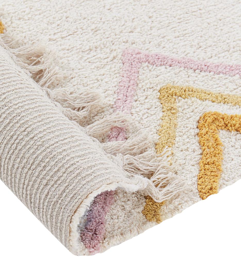 Bavlnený koberec 140 x 200 cm krémová biela LASHE Beliani