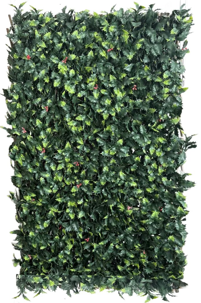 Umelý živý plot/zástena z umelých cesmínových listov s osvetlením BestBerg / 2 x 1 m / 100 LED