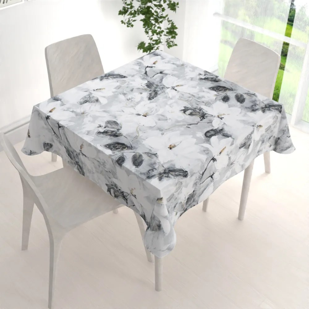 Biante Zamatový štvorcový obrus Tamara TMR-006 Designové kvety na sivom 40x40 cm