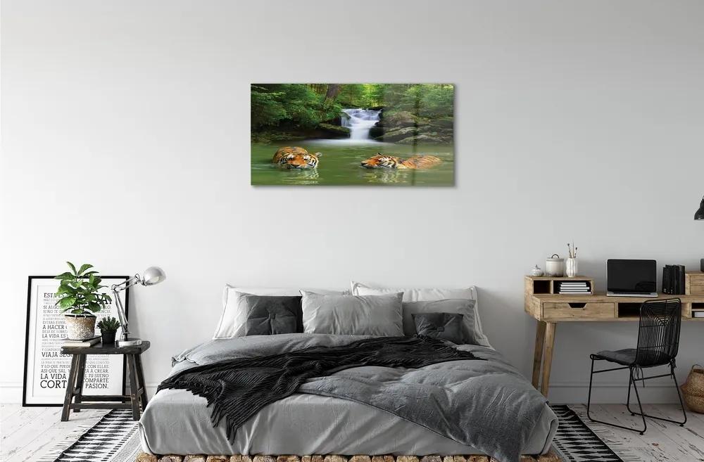 Sklenený obraz vodopád tigre 140x70 cm