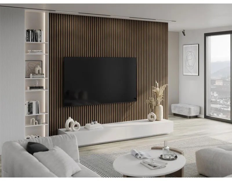 Mexen Lam-F, akustické stenové lamely 275 × 30 cm, plstený podklad 8 mm, technická dyha, orech kakaový, S105-275307-3015-018