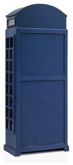 furniture-nabytek.cz - Masívna vinotéka v tvare telefónnej búdky, lakovaná, modrá – Mango 78×44×200 cm
