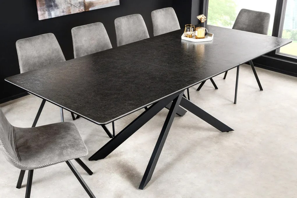 Jedálenský stôl 160 - 200 cm v antracitovom mramorovom vzhľade