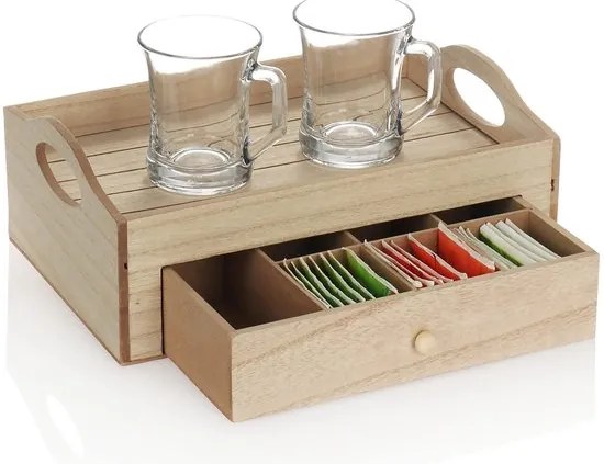 Servírovací podnos so zásuvkou na čaj TEABOX 30x20 cm
