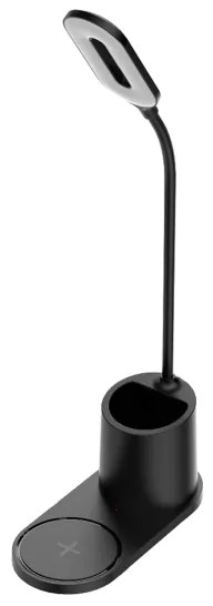 LED Stolná lampa LED/3W/5V s bezdrôtovým nabíjaním čierna
