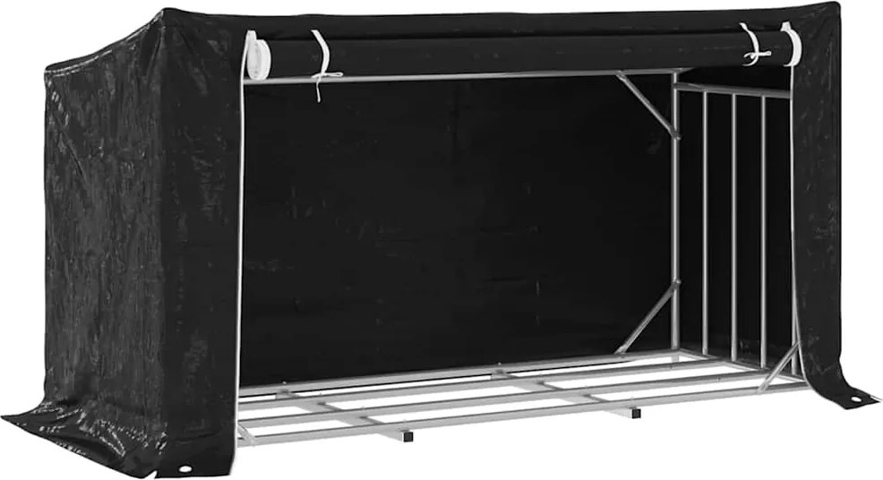 vidaXL Regál na krbové drevo s pláštenkou 200,5x80,5x110,5 cm