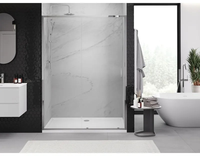 Mexen Exo, posuvné dvere do otvoru 155x200 cm, 6mm číre sklo, chrómový profil, 8151-155-000-01-00