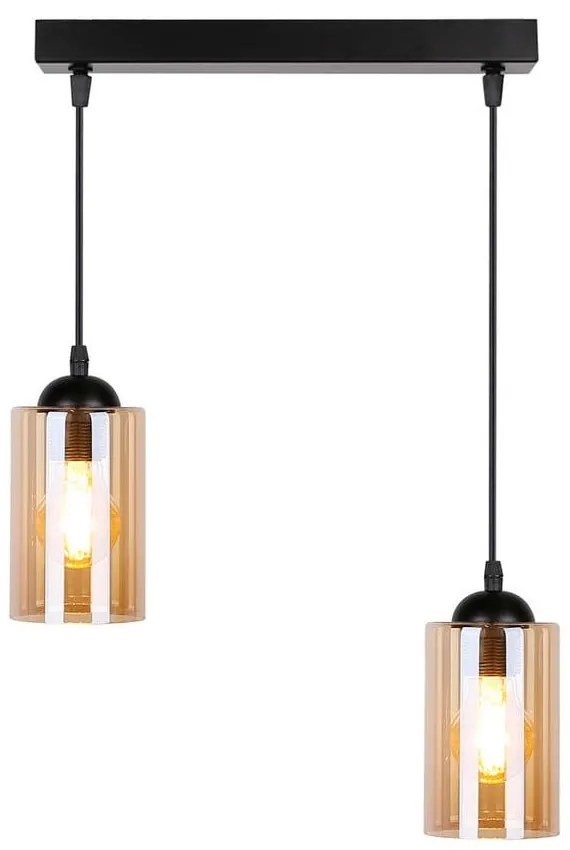 Čierne závesné svietidlo so skleneným tienidlom 10x34 cm Bistro - Candellux Lighting