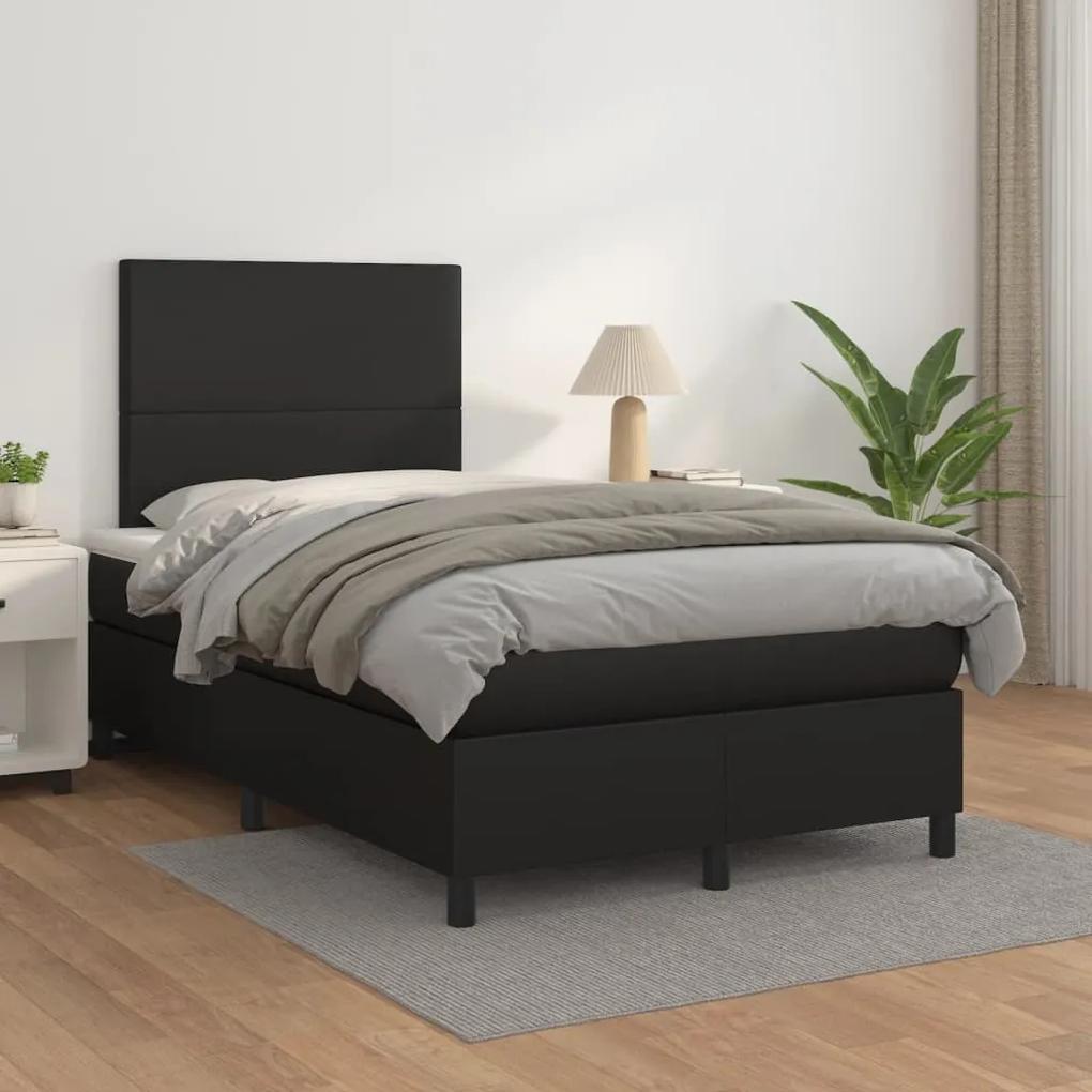 Boxspring posteľ s matracom čierna 120x200 cm umelá koža 3142713