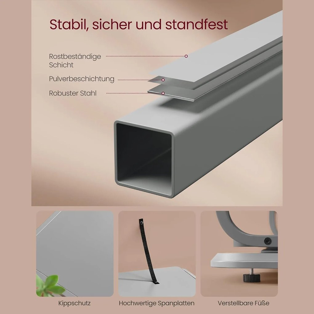 4-poschodová otočná polica na knihy, knižnica s oceľovým rámom, sivá