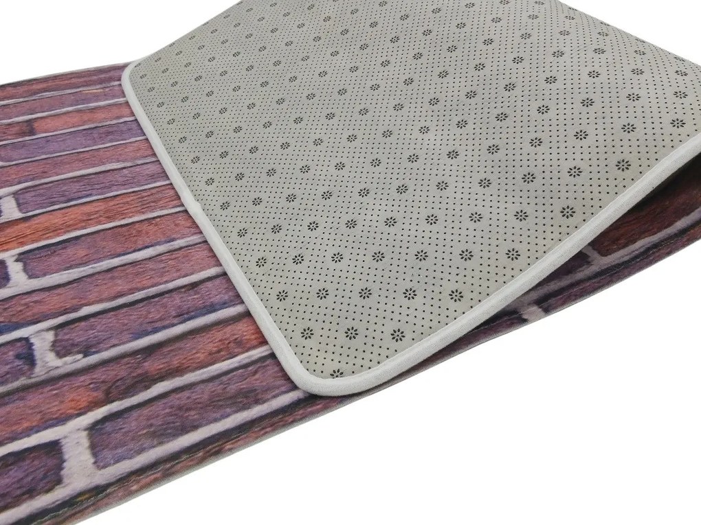 Apextextil, Protišmyková 3D predložka Tehly, 60x180, fialová, chodba / predsieň