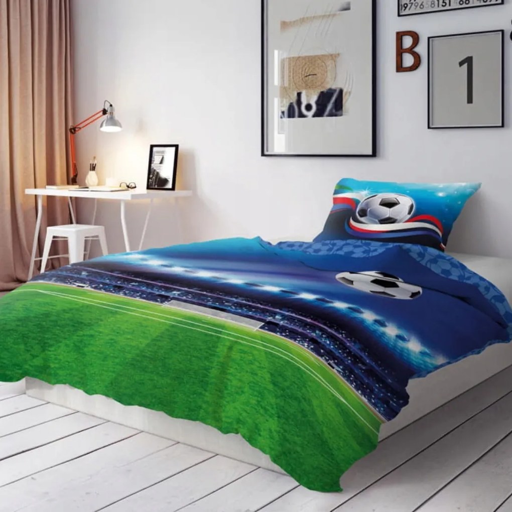 Obliečky bavlnené Deluxe 3D 200x140cm+90x70cm Futbal gól Faro Tiahome