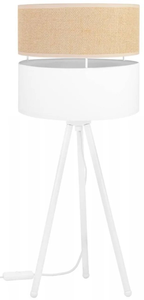Stolná lampa Juta, 1x jutové/biele textilné tienidlo, m, w