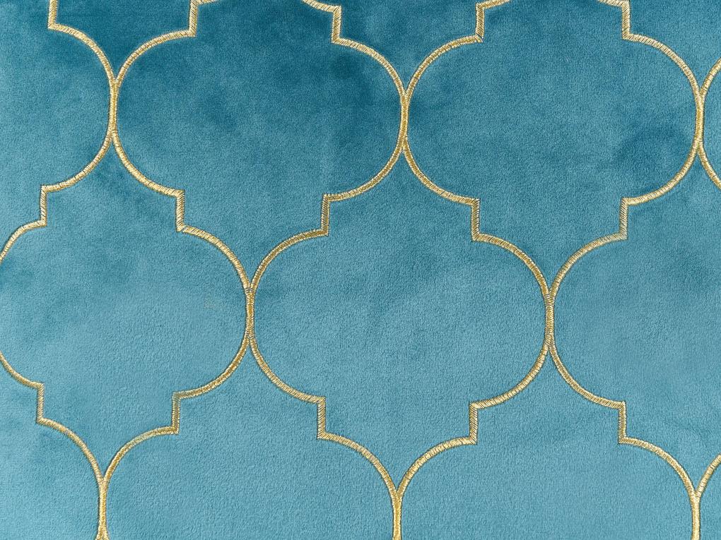 Sada 2 zamatových vankúšov s marockým vzorom 45 x 45 cm modrá ALYSSUM Beliani
