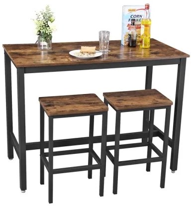 Sada barového stola a 2x barových stoličiek BARTIS hnedá/čierna