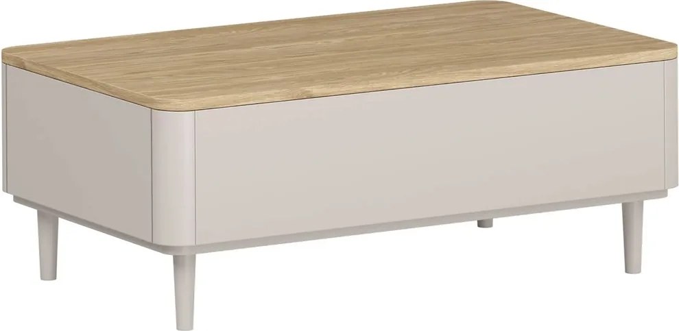 Kávový stolík Amilio 100 cm so zásuvkami na nožičkách - kasmír / olejovaný dub