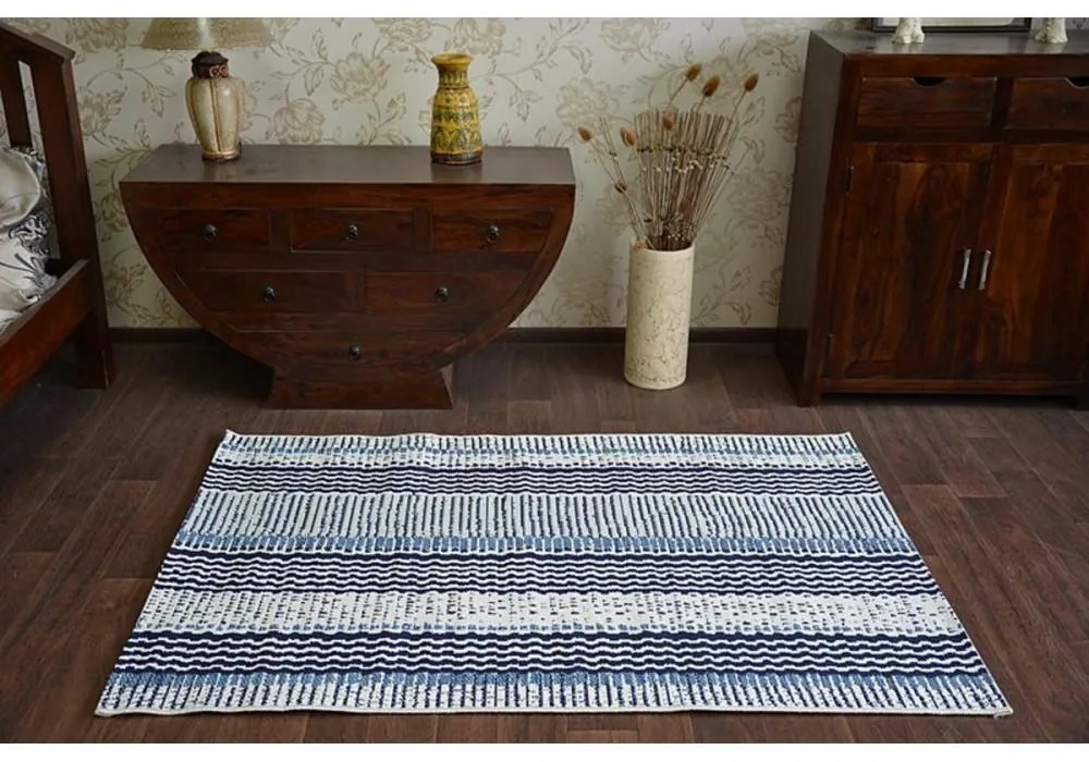 Kusový koberec Flat modrý 60x110cm