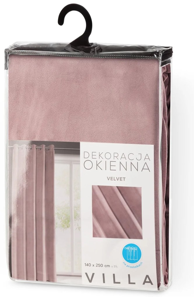 ZATEMŇOVACÍ ZÁVES NA KRÚŽKOCH VILLA 140X250 CM PÚDROVO RUŽOVÁ