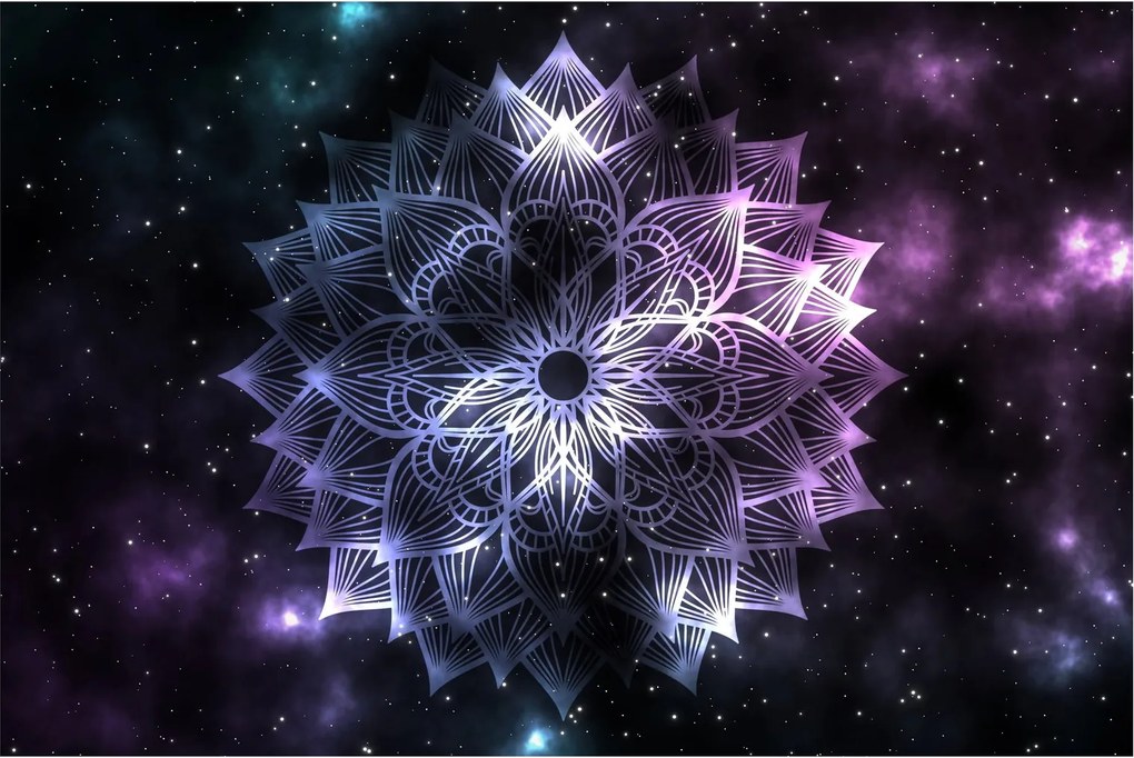 Obraz - Lotusová mandala vo vesmíre (90x60 cm)