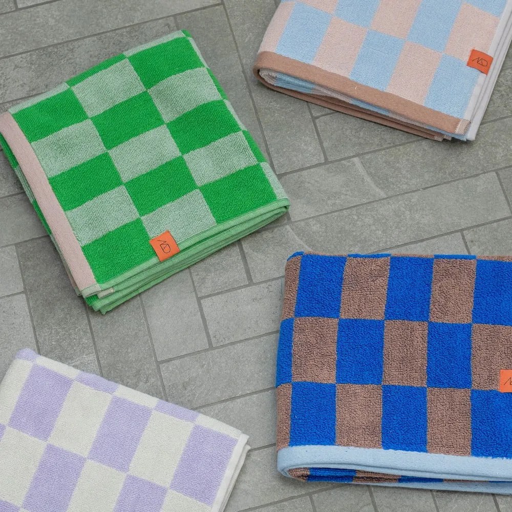 Modro-hnedý uterák z bio bavlny 50x90 cm Retro - Mette Ditmer Denmark