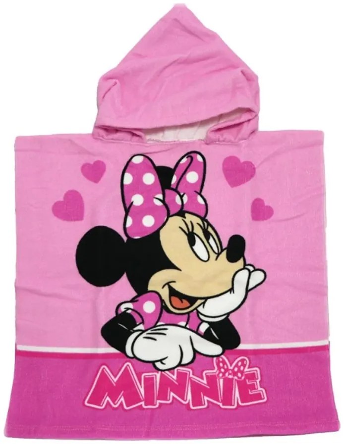 Kúpacie pončo - osuška s kapucňou Minnie Mouse - Disney - vyrobené z mikrovlákna - 100 x 50 cm
