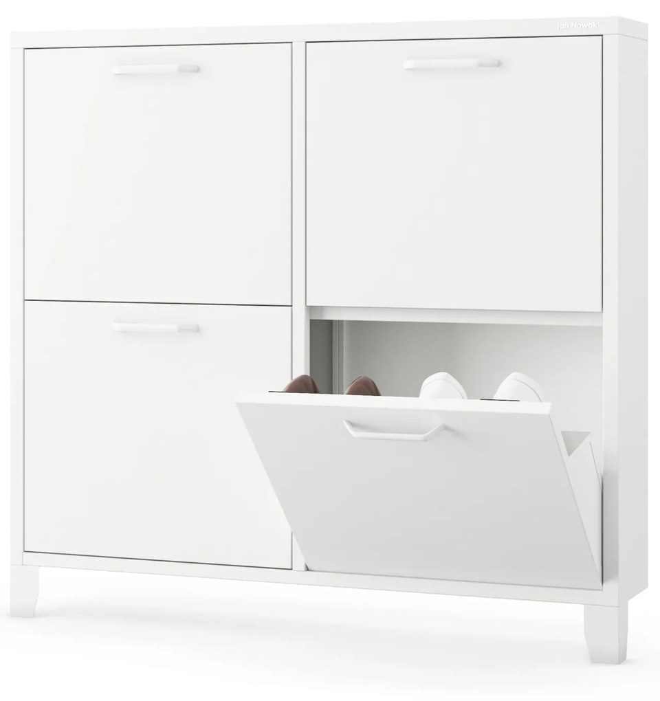 Kovový botník SHIRLEY, 960 x 900 x 170 mm, biely