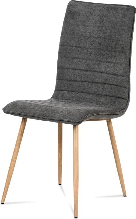 jedálenská stolička, sivá látka, kov 3D lak dub