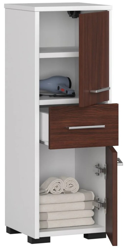 Kúpeľňová skrinka Fin 2D 1SZ biela/wenge
