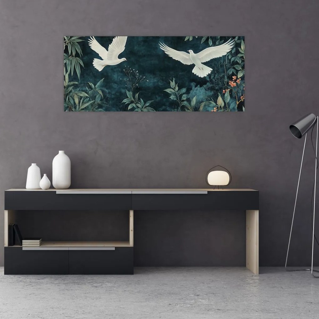 Obraz - Dve holubice (120x50 cm)