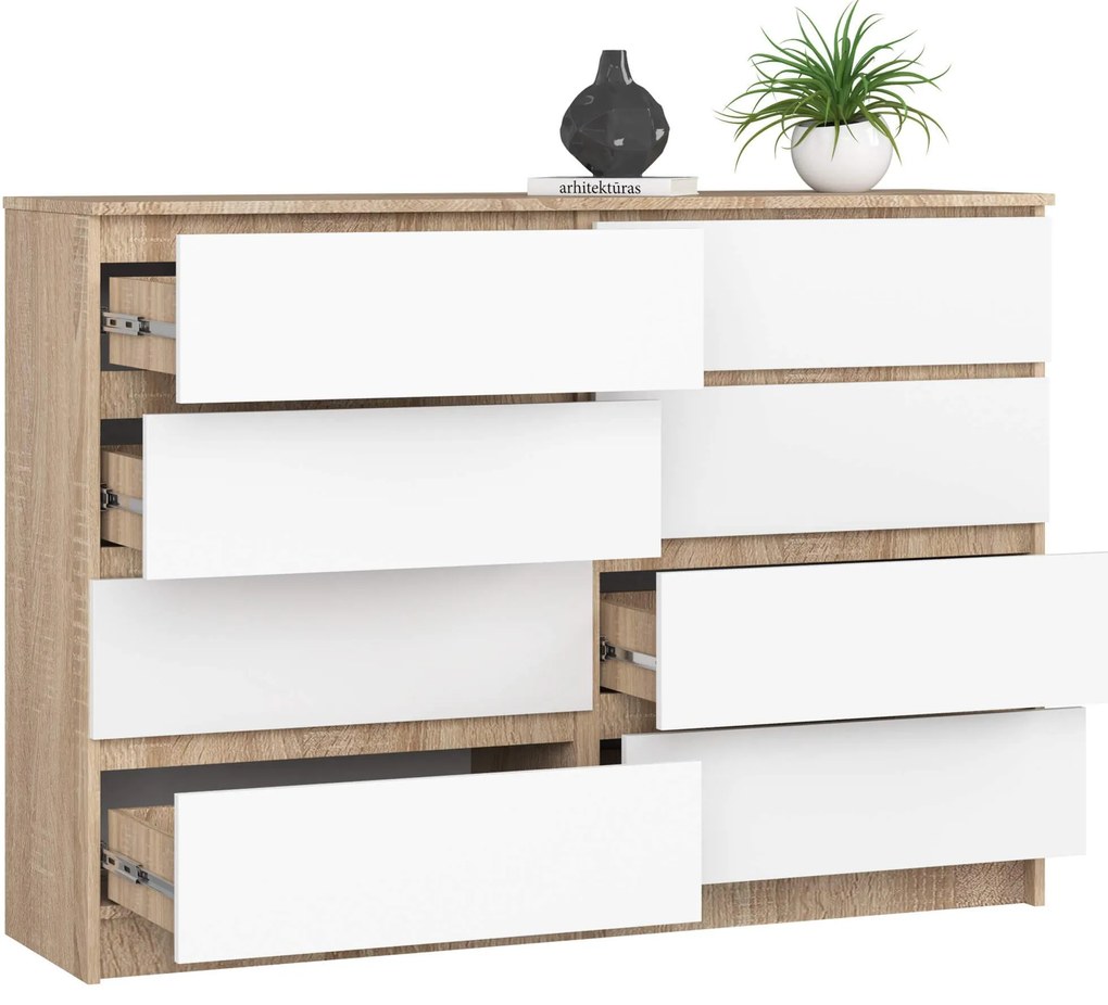 Komoda Keanu III (dub sonoma + biela). Akcia -20%. Vlastná spoľahlivá doprava až k Vám domov. 1128680