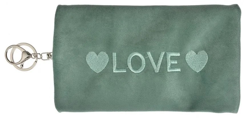Ladies' Toiletry Bag 19x11 Cm Green Synthetic Hearts - 19*1*11 cm