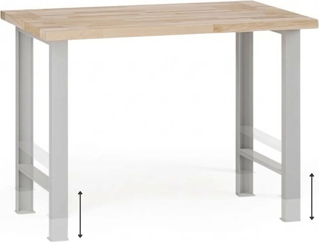 Výškovo nastaviteľný dielenský stôl G7, buková škárovka, 1200 x 685 x 840-1040 mm