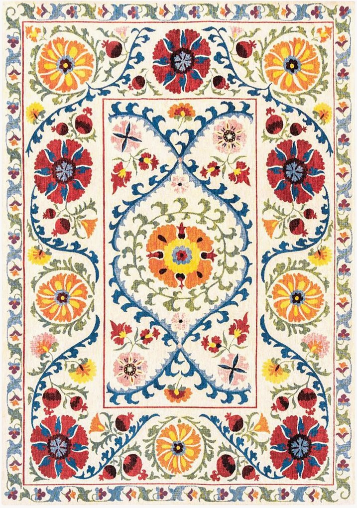 Umývateľný žakárový koberec do interiéru/exteriéru Suzani