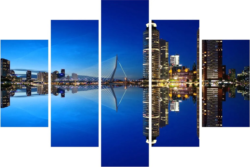 Obraz - nočný Rotterdam (150x105 cm)