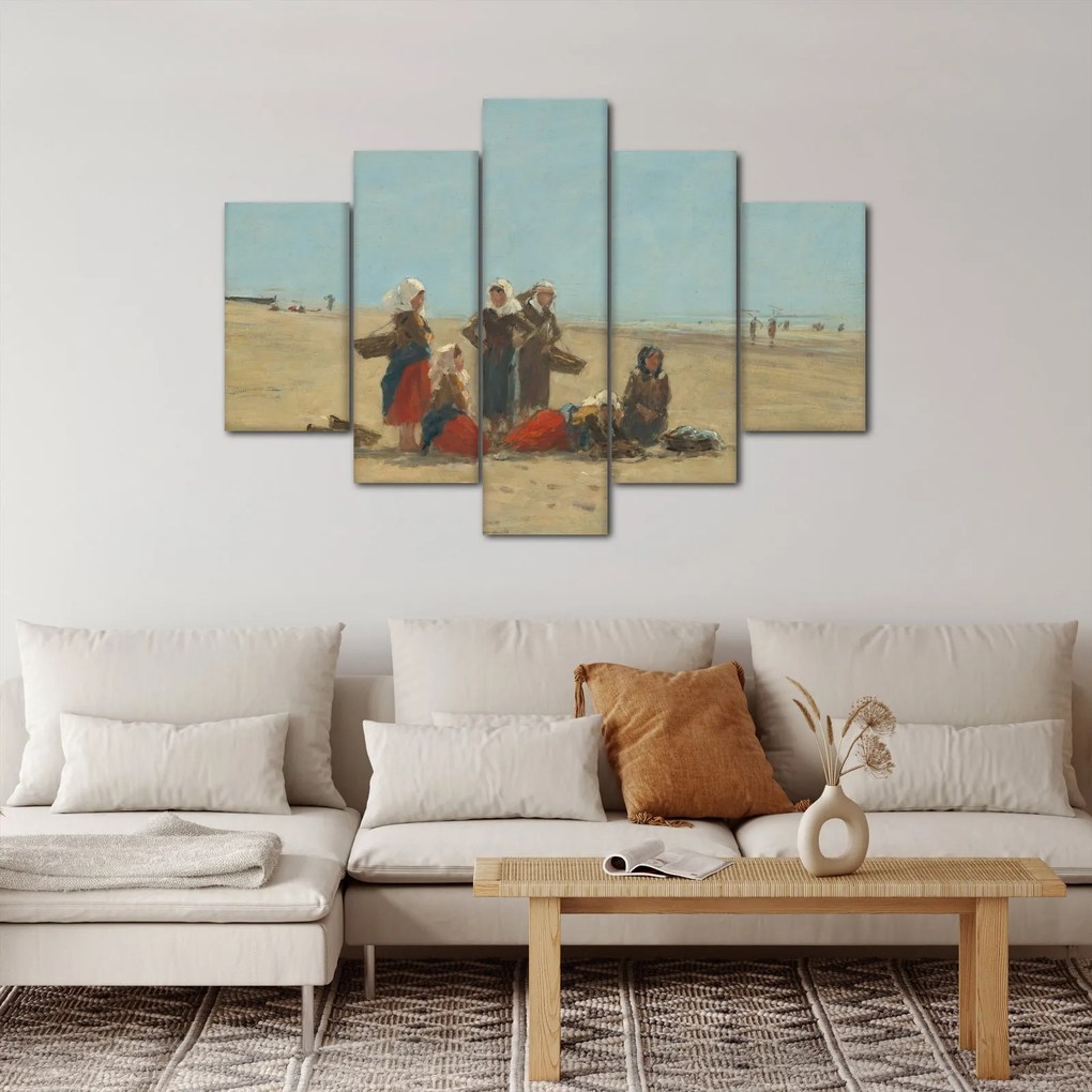 Obraz - Eugène Boudin, Women on the Beach at Berck, reprodukcia (150x105 cm)