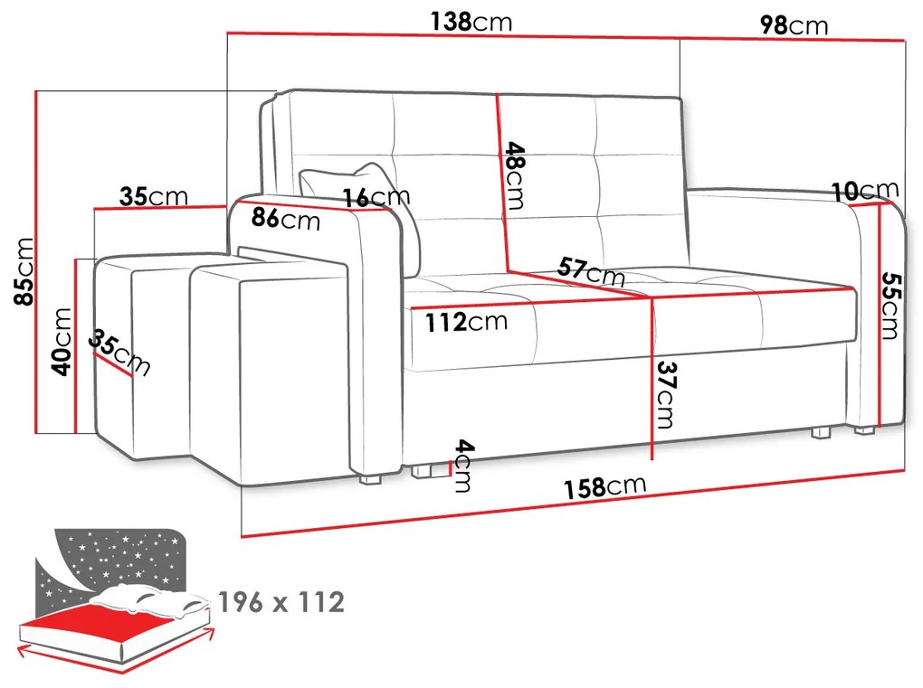 Rozkladacia pohovka s taburetkami Carivia Home II (mangová) (s úl. priestorom). Vlastná spoľahlivá doprava až k Vám domov. 1121958