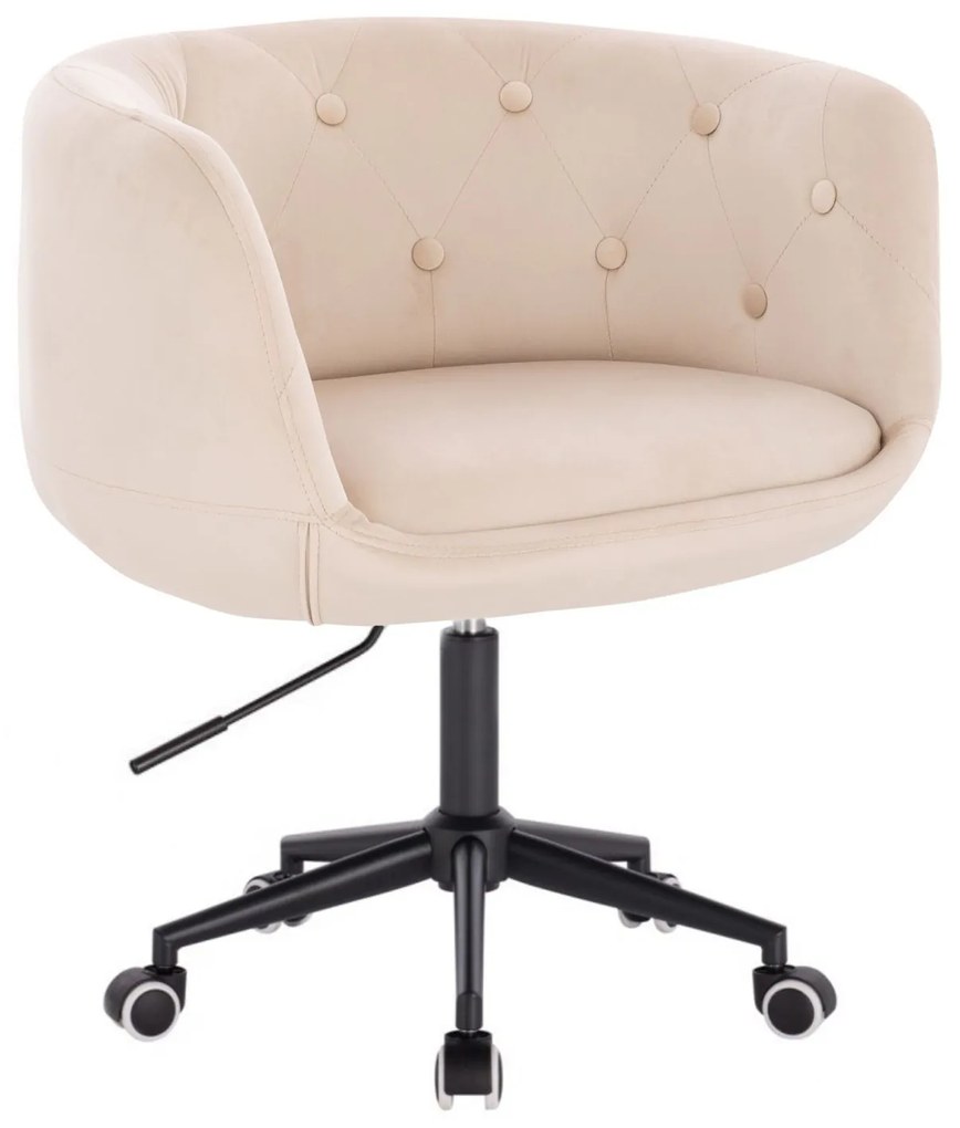 LuxuryForm DESIGN Kreslo MONTANA VELUR na čiernej podstave s kolieskami - krémové