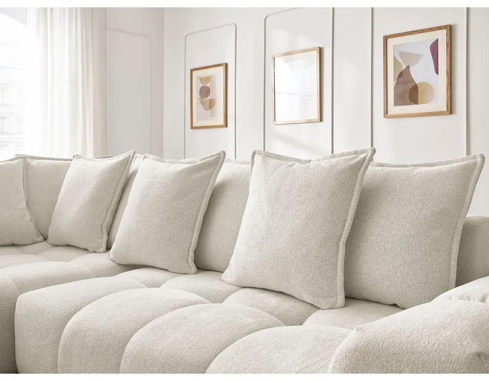 Biela ženilková rozkladacia/s úložným priestorom rohová pohovka (ľavý roh/do L) Everest – Bobochic Paris