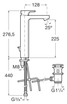 Roca A5A3G01C00 - Umývadlová batéria + výpusť L90 27,6 cm lesklý chróm