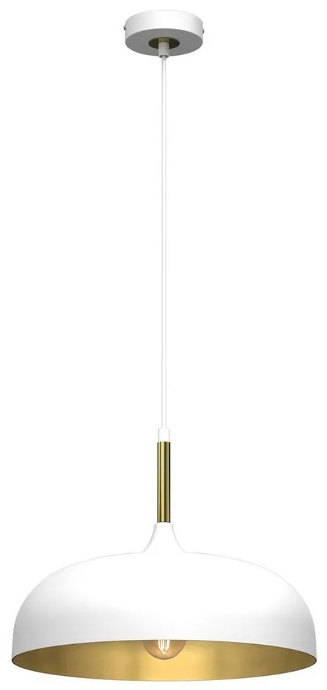 Luster na lanku LINCOLN 1xE27/60W/230V pr. 35 cm biela
